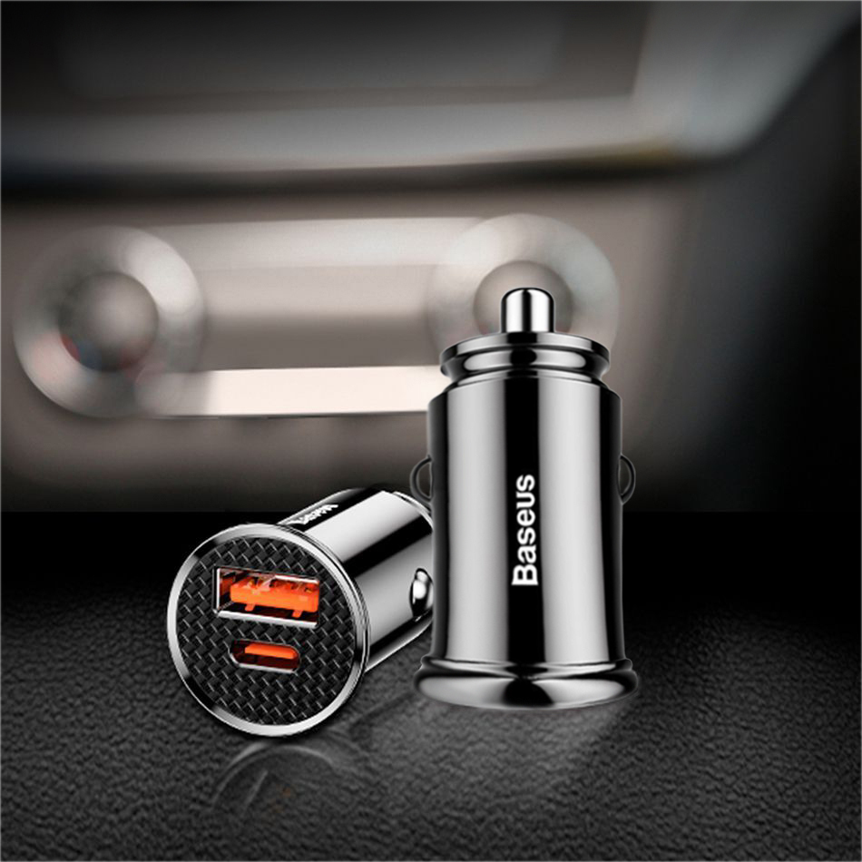 Baseus USBC PD3.0 QC4.0 PPS 30W Car Charger Black Ink Station