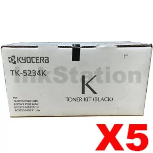 5 x Genuine Kyocera TK-5234K Black Toner Cartridge Ecosys M5521, P5021 - 2,600 pages