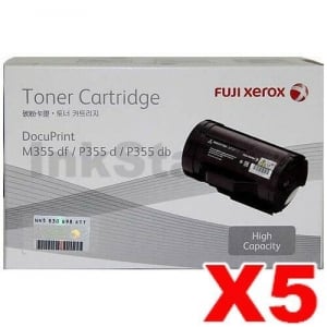 5 x Genuine Fuji Xerox DocuPrint M355df, P355d Black High Yield Toner - 10,000 pages (CT201938)
