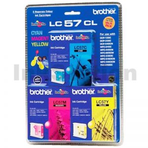Genuine Brother LC-57CL3PK Colour Pack [C+M+Y] - 400 Pages each