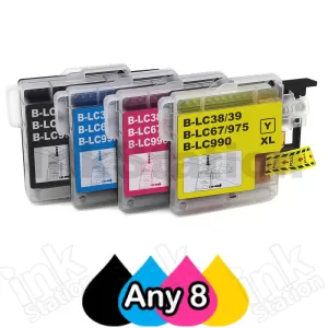 8 x Any Compatible Brother LC-67 Ink Combo