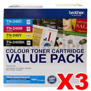 3 x Value Pack - Genuine Brother TN-240CL4PK Toner [3BK,3C,3M,3Y]