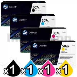 4 Pack HP CE400X-CE403A (507X/507A) Genuine Toner Cartridges [1BK,1C,1M,1Y]
