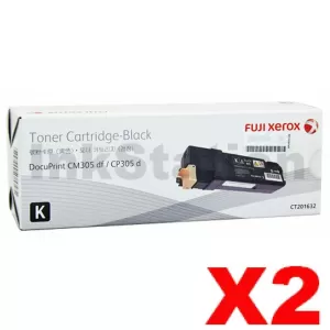 2 x Fuji Xerox DocuPrint CP305d,CM305df Genuine Black Toner Cartridge - 3,000 pages (CT201632)
