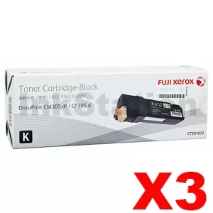 3 x Fuji Xerox DocuPrint CP305d,CM305df Genuine Black Toner Cartridge - 3,000 pages (CT201632)