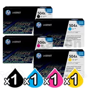 4 Pack HP CE250X-CE253A (504X/504A) Genuine Toner Cartridges [1BK,1C,1M,1Y]