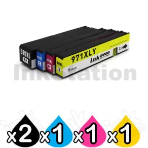 5 Pack HP 970XL + 971XL Compatible High Yield Inkjet Cartridges CN625AA-CN628AA [2BK,1C,1M,1Y]
