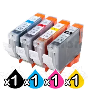 4-Pack Canon CLI-8BK/C/M/Y Compatible Inkjet (with Chip) [BK+C+M+Y]
