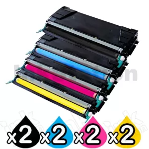 2 sets of 4 Pack Lexmark Compatible C524 / C534DN Toner Cartridges High Capacity - BK 8,000 pages & CMY 5,000 pages