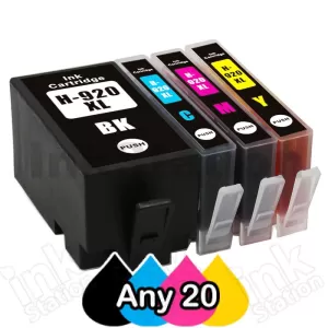 Any 20 x HP 920XL Compatible High Yield Inkjet Cartridges CD972AA-CD975AA [BK,C,M,Y]