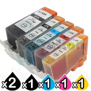 6-Pack Canon PGI-525, CLI-526 Compatible Inkjet (with Chip) [2BK,1PBK,1C,1M,1Y]