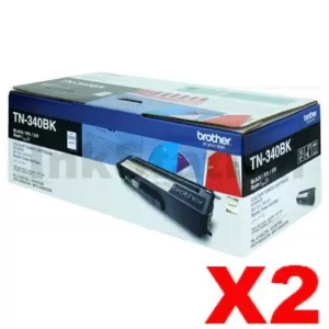 2 x Genuine Brother TN-340BK Black Toner Cartridge - 2,500 pages