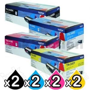 2 sets of 4-Pack Genuine Brother TN-340 Toner Combo [2BK,2C,2M,2Y]