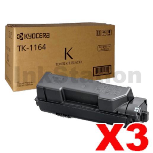 Kyocera 3 x Genuine TK1164 Black Toner Cartridge P2040DW, P2040DN