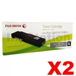 2 x Fuji Xerox DocuPrint CP405D, CM405DF Genuine Black Toner Cartridge - 11,000 pages (CT202033)