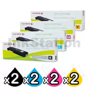 2 sets of 4 Pack Fuji Xerox DocuPrint CP405D, CM405DF Genuine Toner Cartridges (CT202033-CT202036)