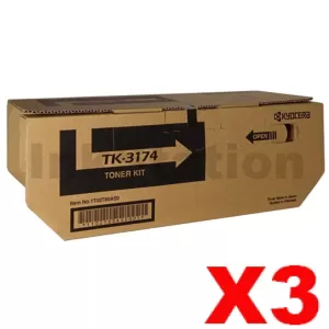 3 x Genuine Kyocera TK-3174 Black Toner Kit P3050DN - 15,500 pages