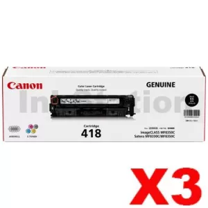 3 x Genuine Canon CART-418BK Black Toner Cartridge - 3,400 pages