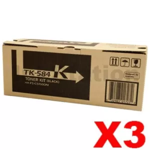 3 x Genuine Kyocera TK-584K Black Toner Cartridge FS-C5150DN - 3,500 pages