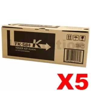 5 x Genuine Kyocera TK-584K Black Toner Cartridge FS-C5150DN - 3,500 pages