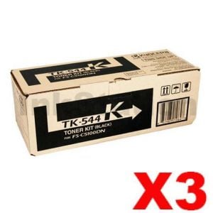 3 x Genuine Kyocera TK-544K Black Toner Cartridge FS-C5100DN - 5,000 pages