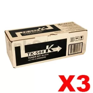 3 x Genuine Kyocera TK-544K Black Toner Cartridge FS-C5100DN - 5,000 pages