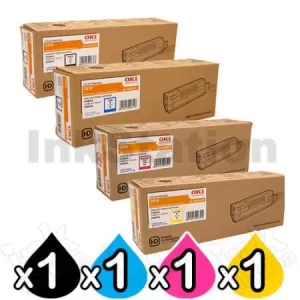 4 Pack OKI Genuine C610/ C610N Toner Cartridges (44315309-44315312)