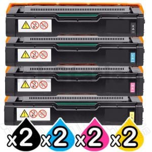 2 Sets of 4 Pack Ricoh SP C220 / SP C221 / SP C222 / SP C240 (406059-406062) Compatible Toner Combo [2BK+2C+2M+2Y]