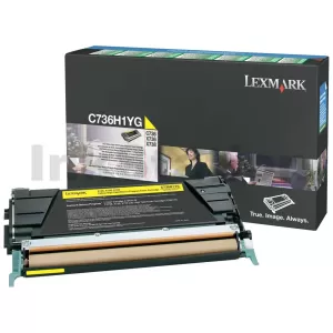 Lexmark (C736H1YG) Genuine C736 / X736 / X738 Yellow High Yield Toner Cartridge - 10,000 pages