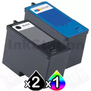3 Pack Dell 922 924 942 962 964 944 (M4640 + M4646) Compatible Ink Combo [2BK,1C]