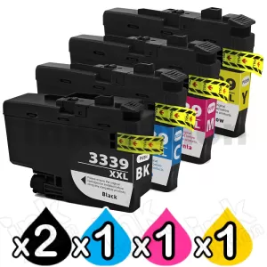 5 Pack Compatible Brother LC-3339XL High Yield Ink Cartridge Combo [2BK, 1C, 1M, 1Y]