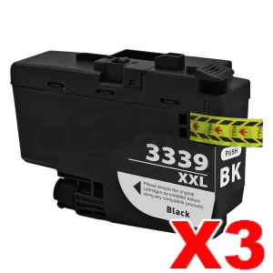 3 x Compatible Brother LC-3339XLBK High Yield Black Ink Cartridge - 6,000 pages