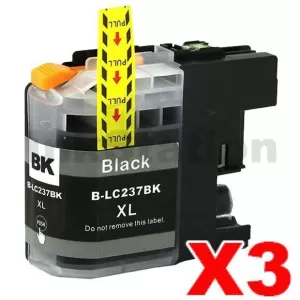 3 x Compatible Brother LC-237XLBK Black High Yield Ink Cartridge - 1,200 pages