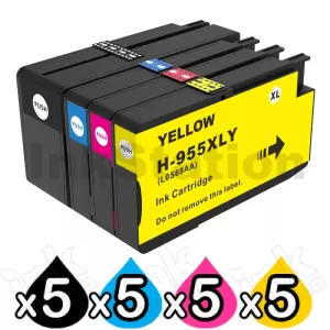 5 sets of 4 Pack HP 955XL Compatible High Yield Inkjet Combo L0S63AA - L0S72AA [5BK,5C,5M,5Y]