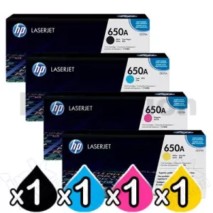 4 Pack HP CE270A-CE273A (650A) Genuine Toner Cartridges [1BK,1C,1M,1Y]