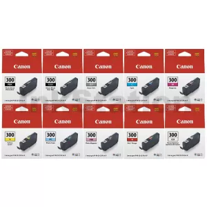 10 Pack Genuine Canon PFI-300 Ink Cartridges Combo [1PBK,1MBK,1C,1M,1Y,1GY,1PC,1PM,1R,1CO]