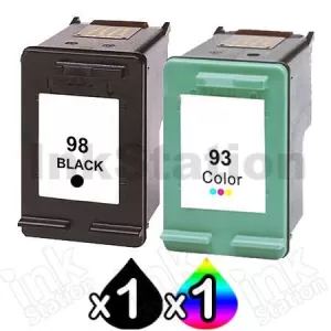 2 Pack HP 98 + 93 Compatible Inkjet Cartridges C9364WA  + C9361WA [1BK,1CL]