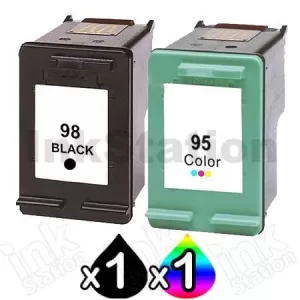 2 Pack HP 98 + 95 Compatible Inkjet Cartridges C9364WA  + C8766WA [1BK,1CL]