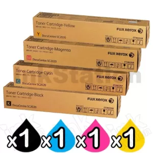 4 Pack Fuji Xerox DocuCentre SC2020 Genuine Toner Combo (CT202246 - CT202249)