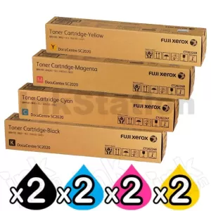 2 sets of 4 Pack Fuji Xerox DocuCentre SC2020 Genuine Toner Combo (CT202246 - CT202249)