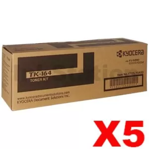 5 x Genuine Kyocera TK-164 Black Toner Kit FS-1120D, P-2035D- 2,500 pages