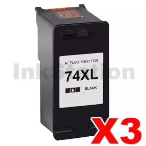 3 x HP 74XL Compatible Black High Yield Inkjet Cartridge CB336WA - 750 Pages