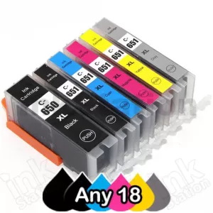 Any 18 x Canon PGI-650XL CLI-651XL Compatible High Yield Inkjet Cartridges