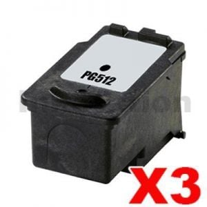 3 x Canon PG-512 Black High Yield Compatible InkJet Cartridge - 401 pages