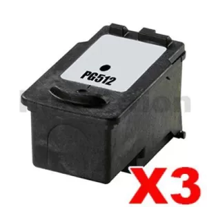 3 x Canon PG-512 Black High Yield Compatible InkJet Cartridge - 401 pages