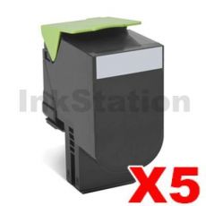 5 x Lexmark (80C8HK0) Compatible CX410 / CX510 Black High Yield Toner Cartridge - 4,000 pages