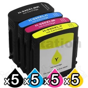 5 sets of 4 Pack HP 940XL Compatible Inkjet Cartridges C4906AA - C4909AA [5BK,5C,5M,5Y]