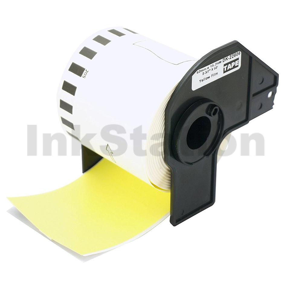 Brother DK-22606 Compatible Yellow Label Roll 62mm x 15.24m - DK Labels ...