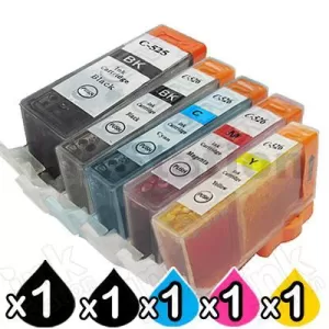 5-Pack Canon PGI-525, CLI-526 Compatible Inkjet (with Chip) [1BK,1PBK,1C,1M,1Y]