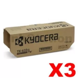 3 x Genuine Kyocera TK-6334 Black Toner ECOSYS P4060dn - 35,000 Pages
